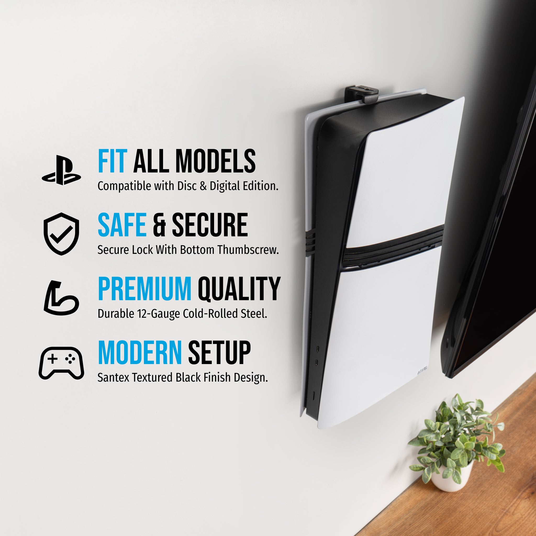 Glistco Steel - Wall Mount for PS5 (All Consoles)